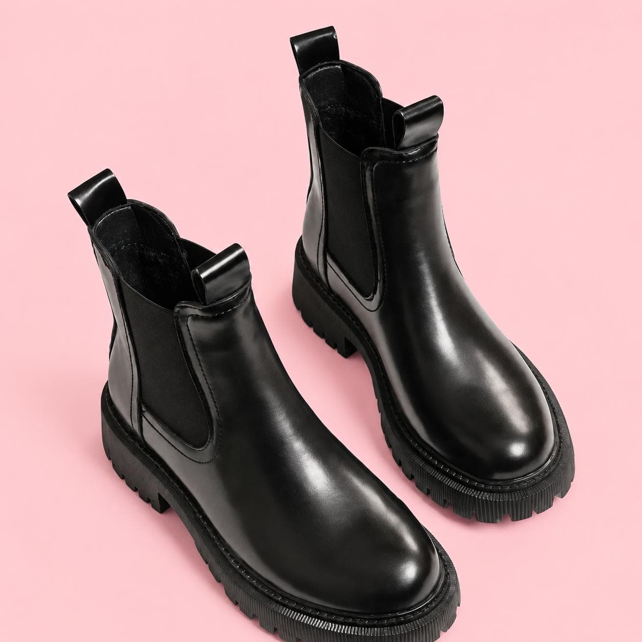 Black Leather Ankle Boots